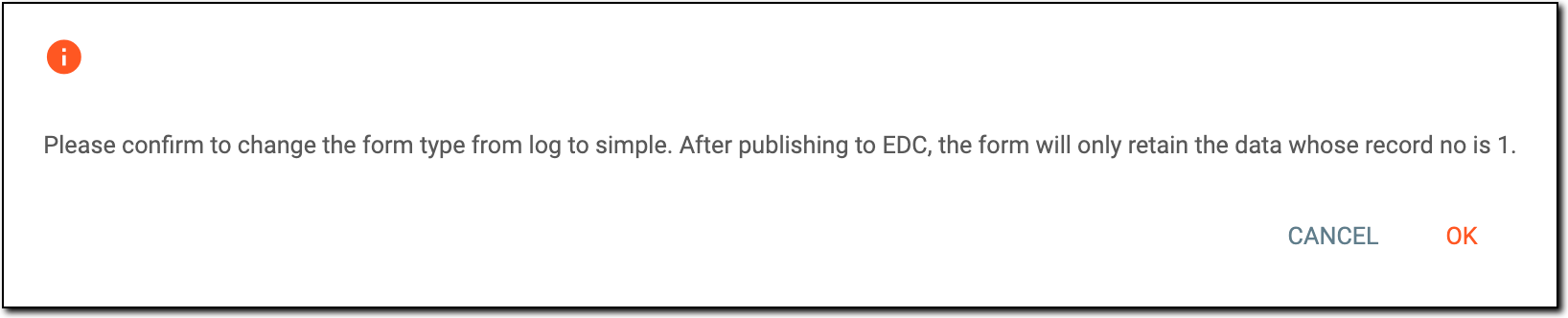 Confirming form type change