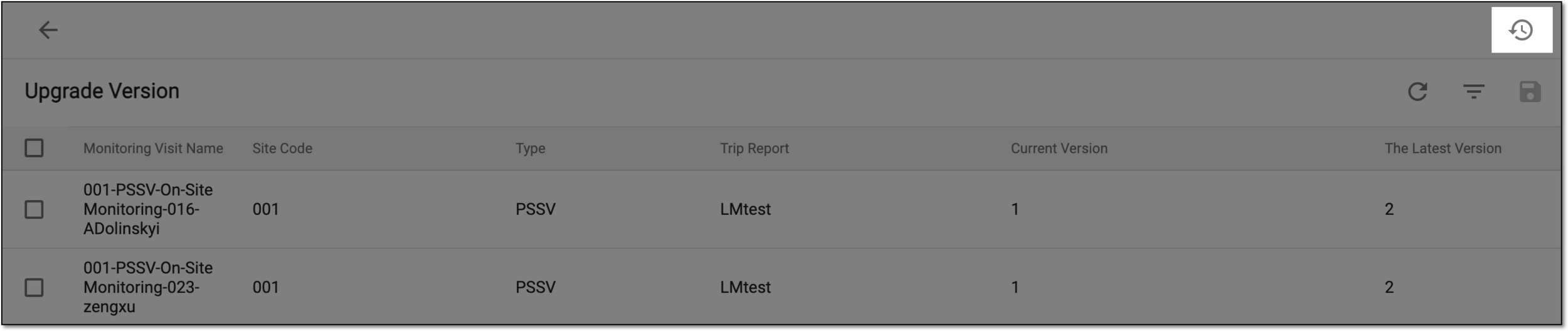 Selecting Operation History option