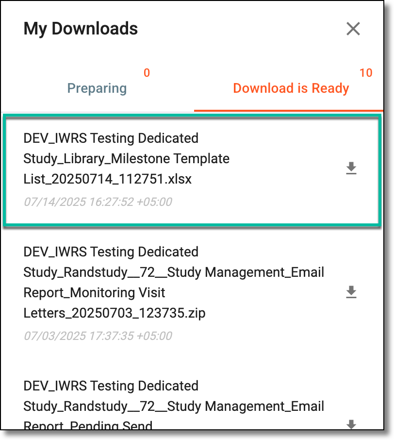 Downloading milestones list