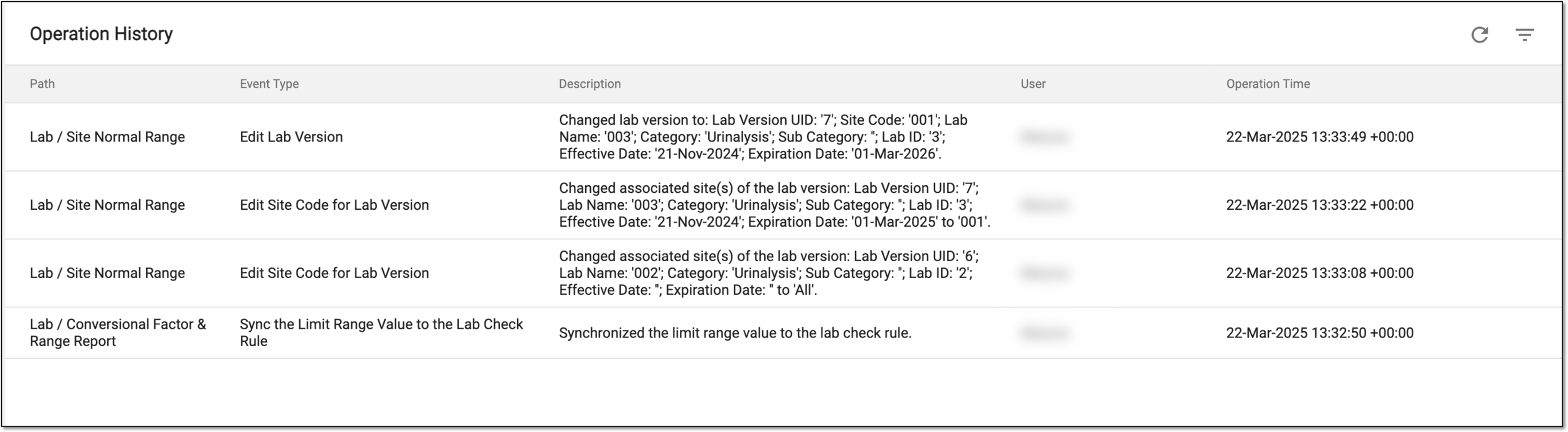 Tracking operation history of lab module