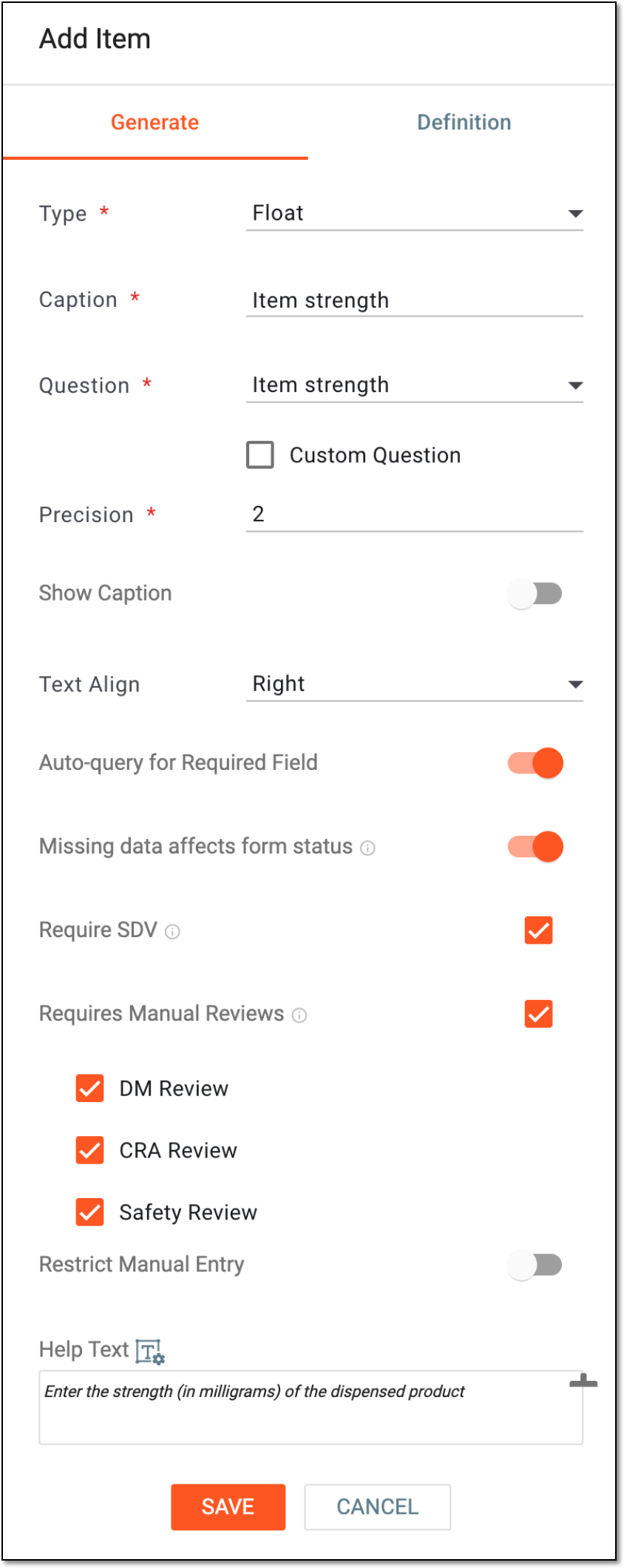 Adding float item
