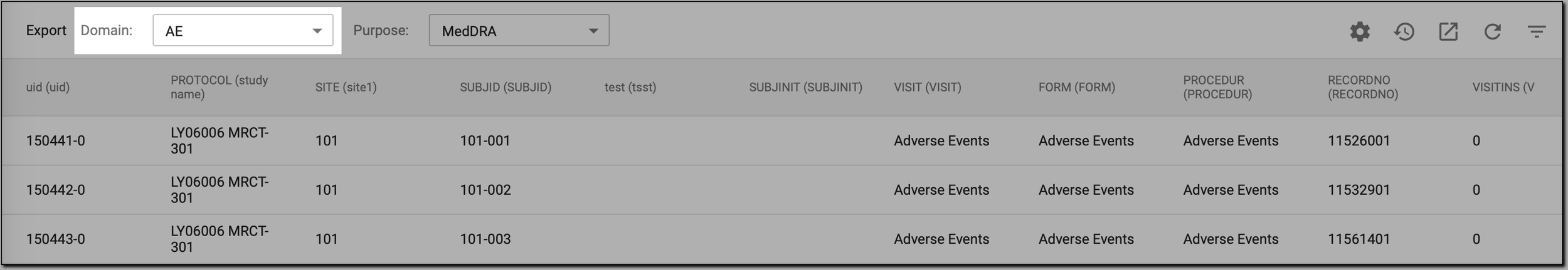 Filtering exported data