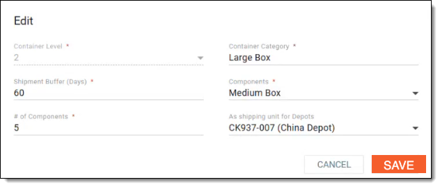 Editing container unit details