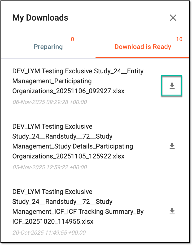 Downloading extracted participating organization data