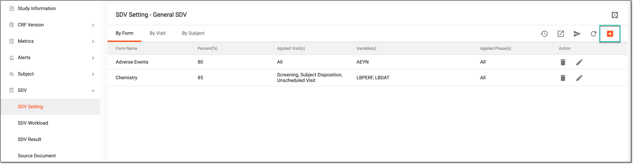 Adding new SDV setting record by form