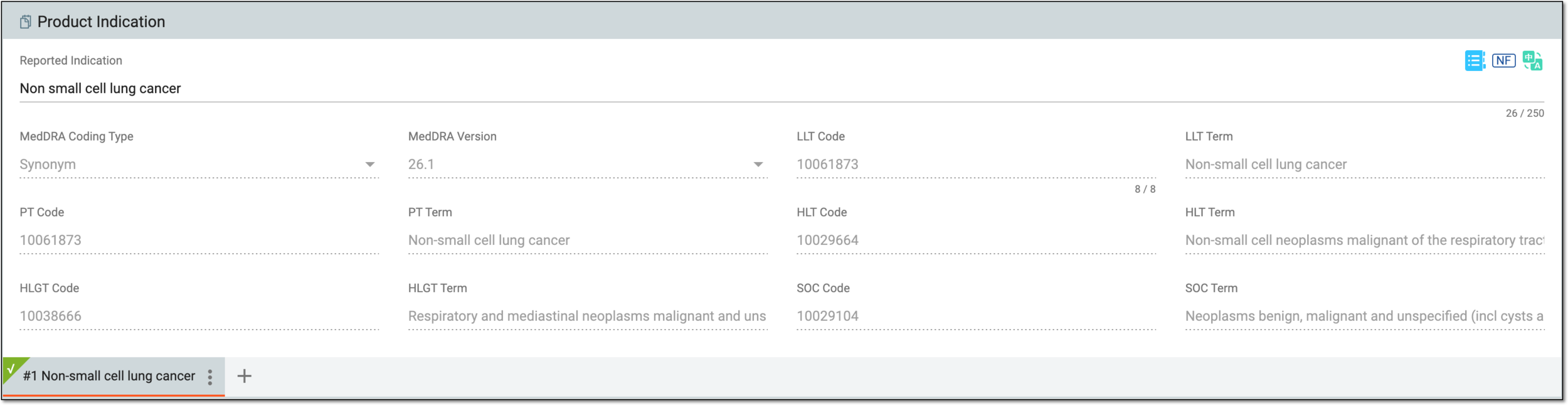 Completing product indication details