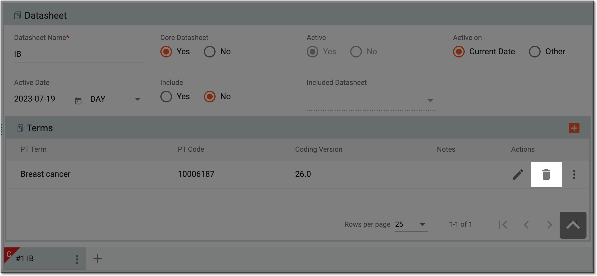 Deleting product family term