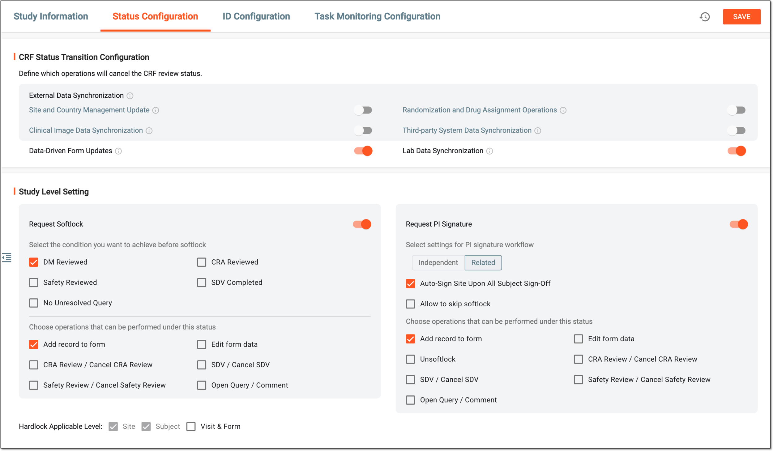 Configuring study-level settings