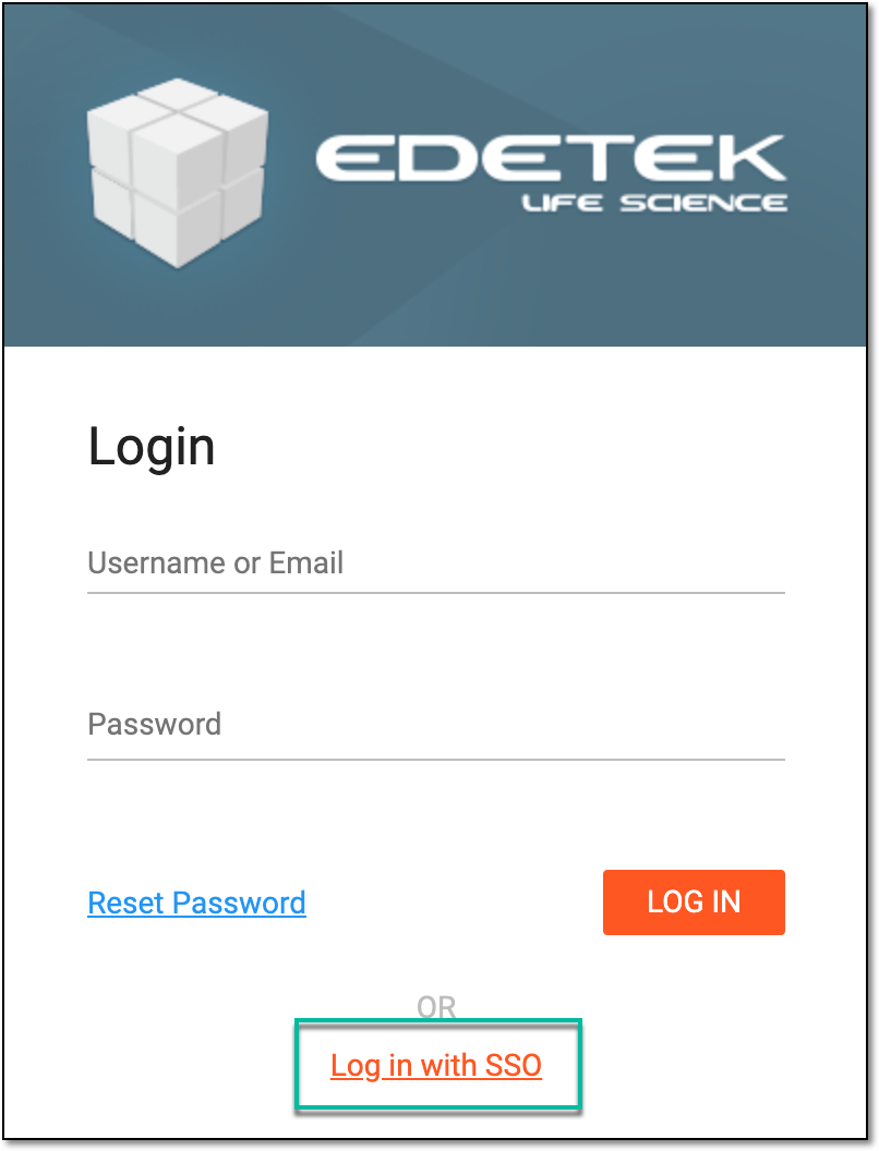 Selecting to log in with SSO