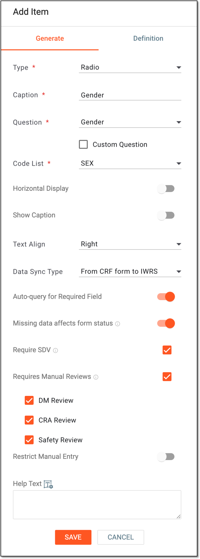Adding radio item