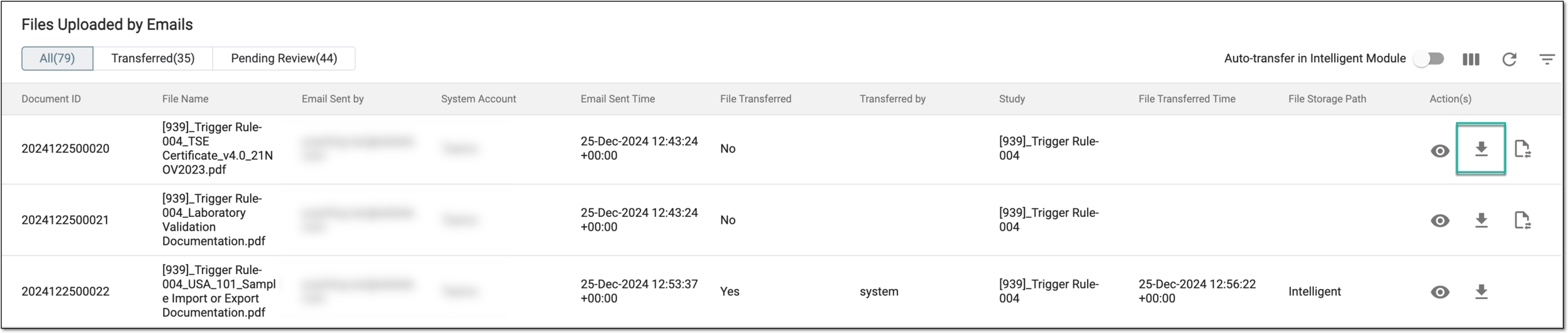 Selecting to download file