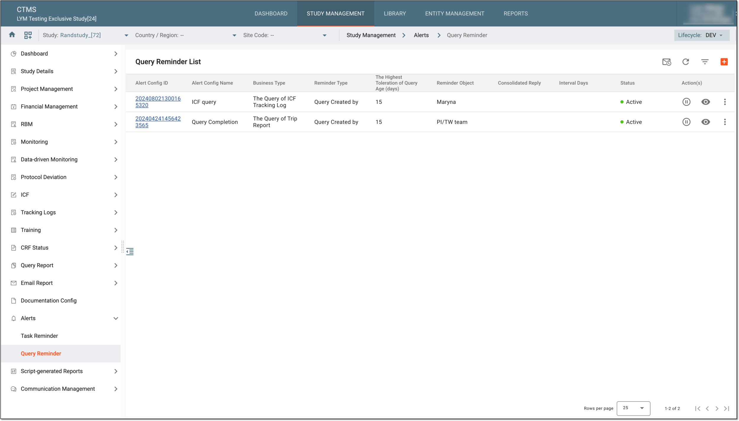 Query reminder page