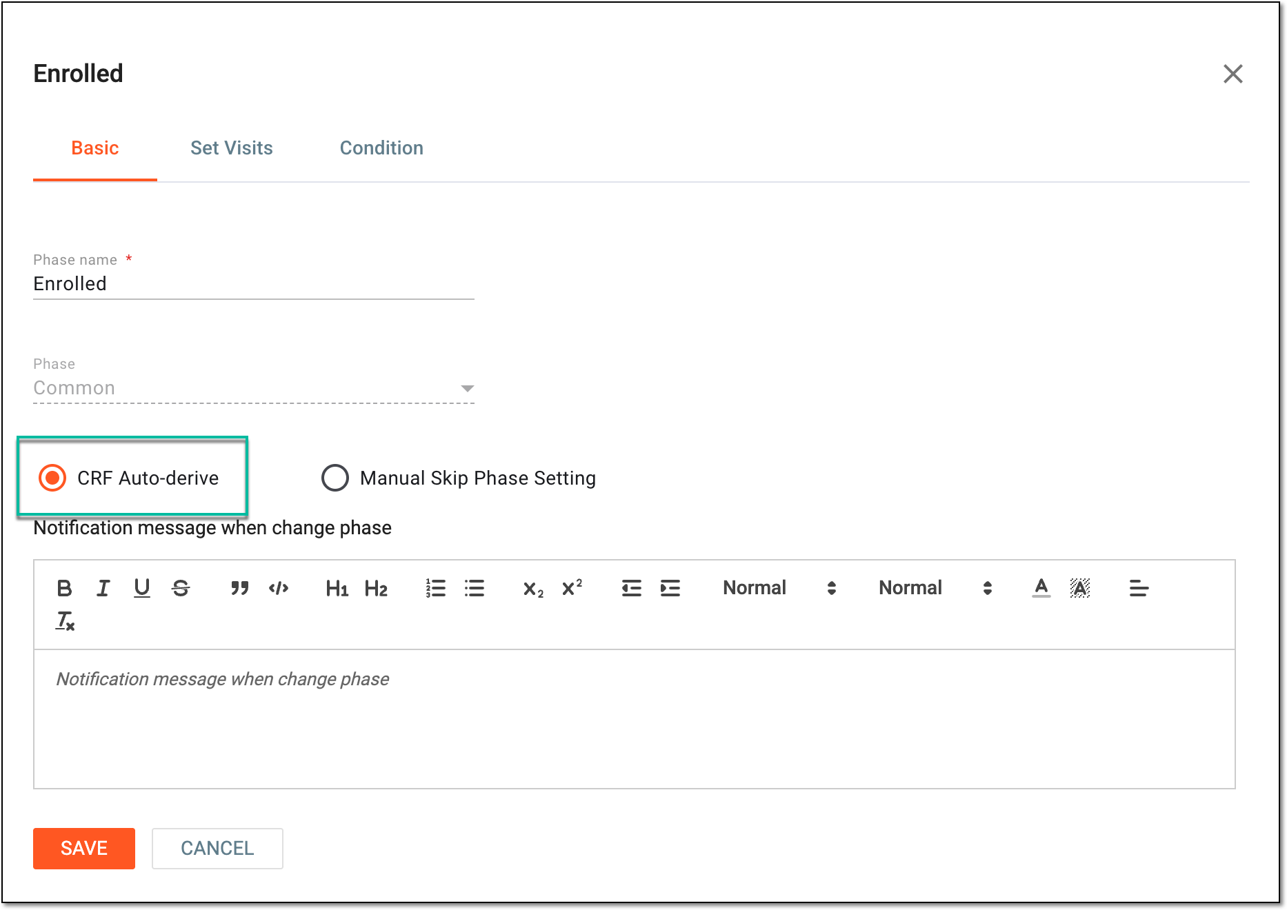 Selecting CRF Auto-derive option