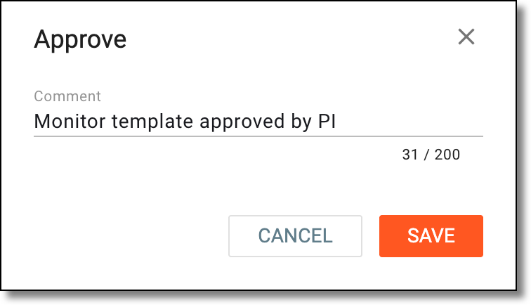 Entering comment to confirm approval