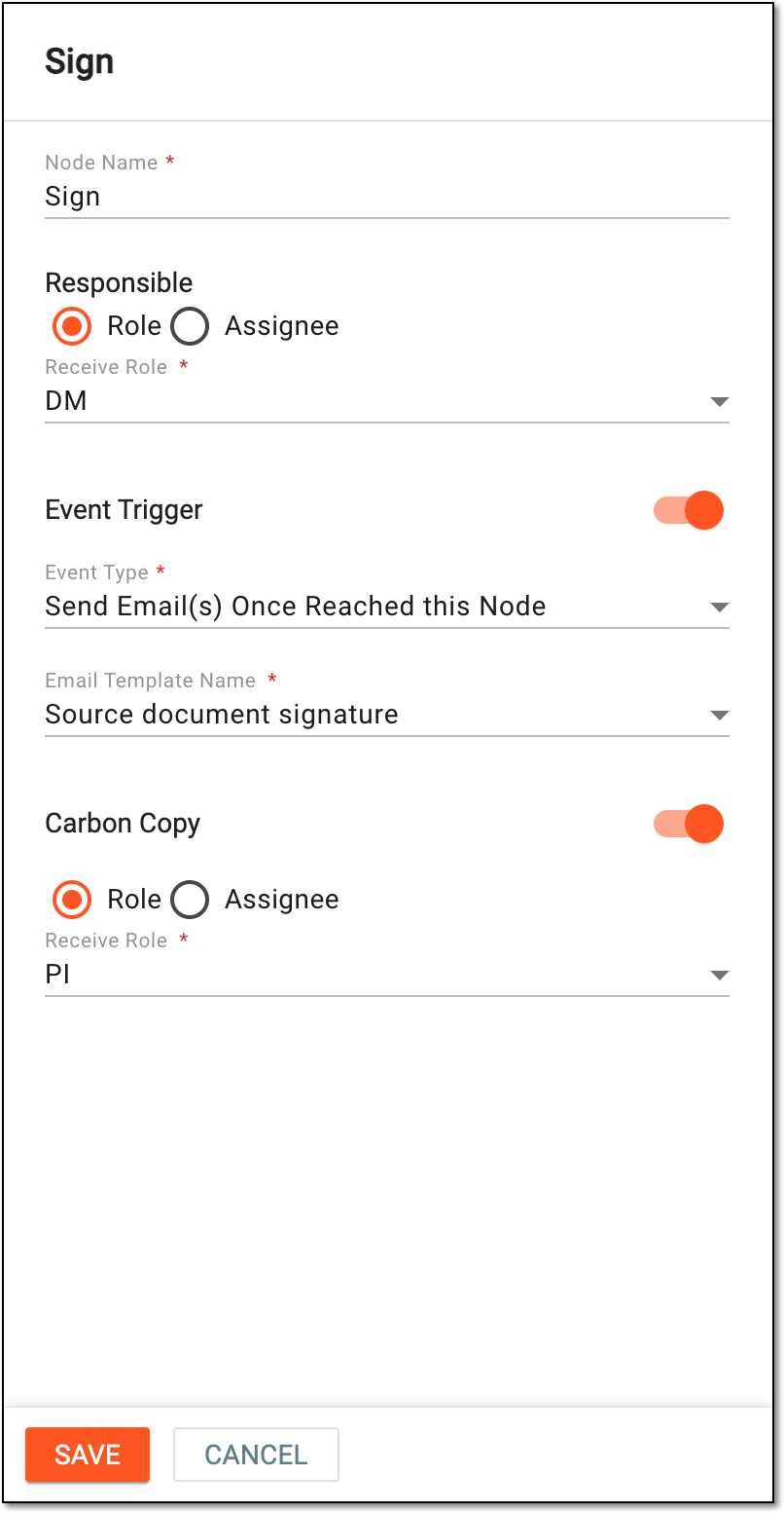 Configuring signature stage of source document workflow