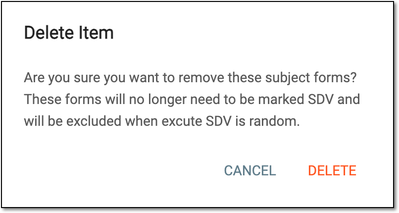 Deleting SDV result record