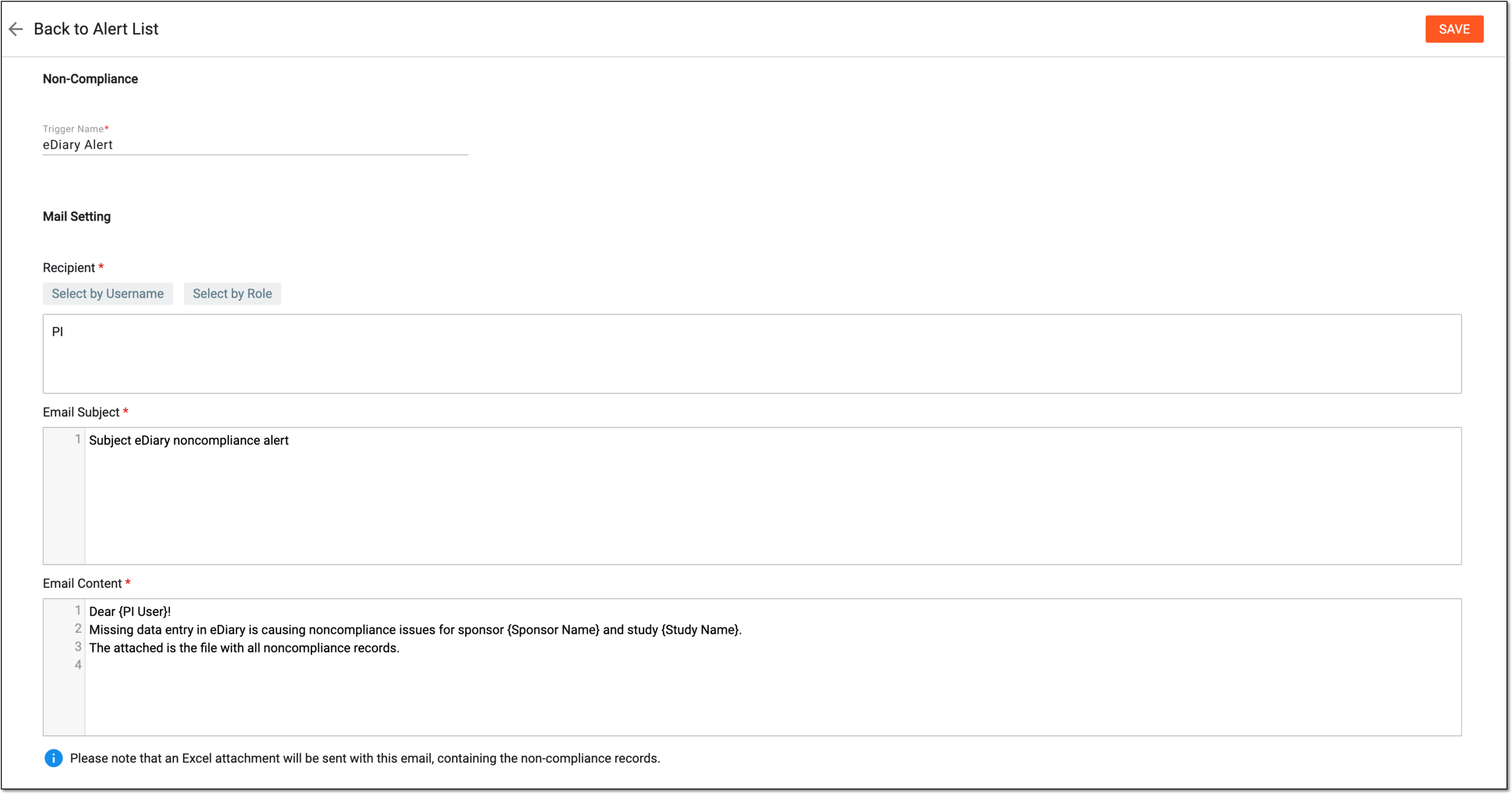 Configuring noncompliance alert