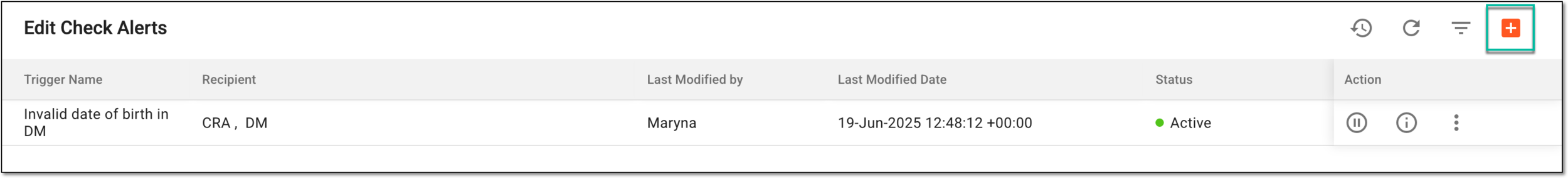 Selecting option to add new edit check alert