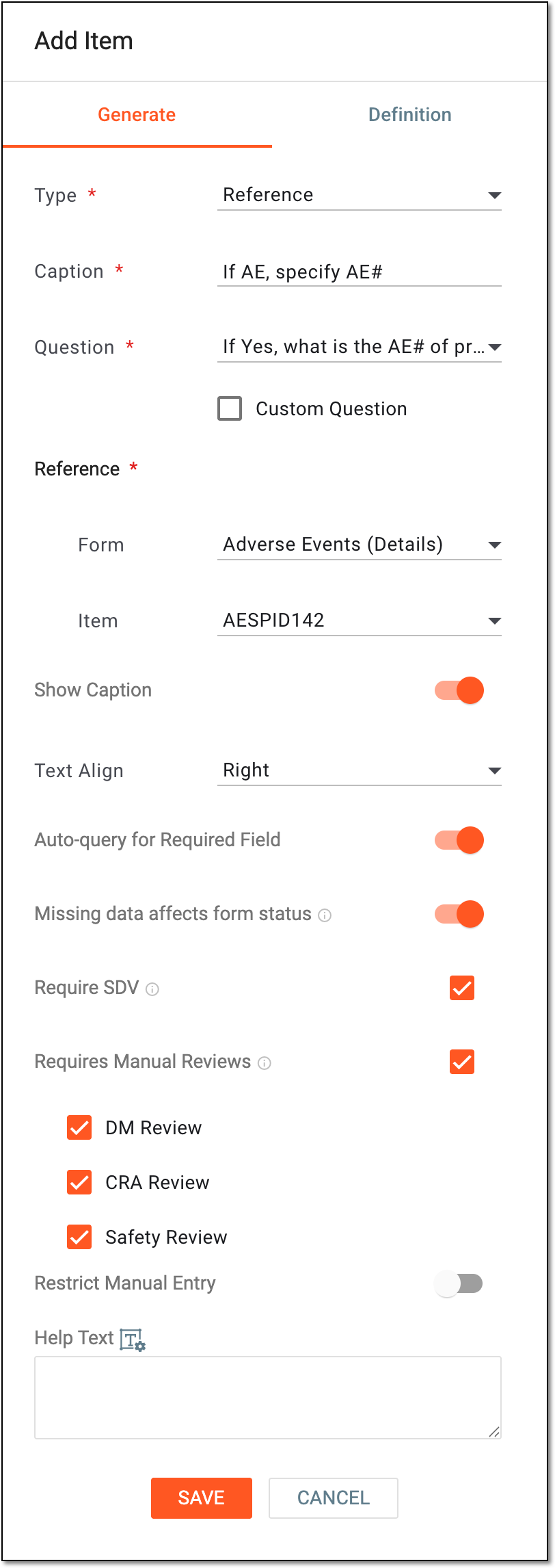 Adding reference item