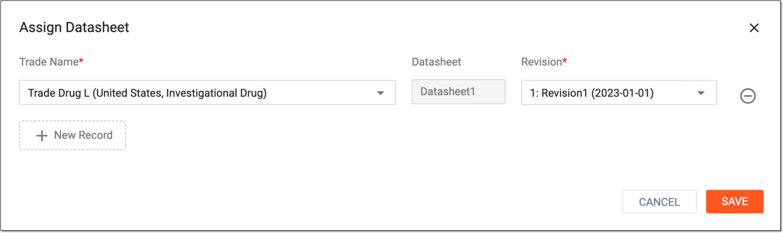 Assigning data sheet to product
