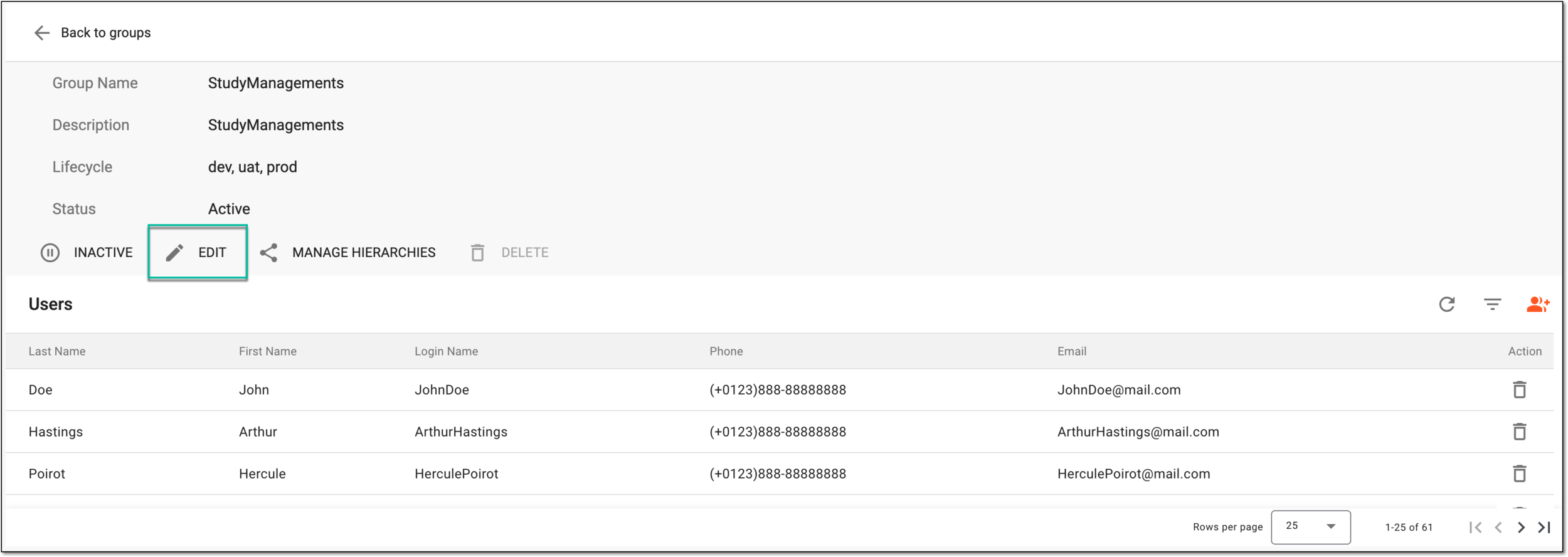 Editing user group from details page