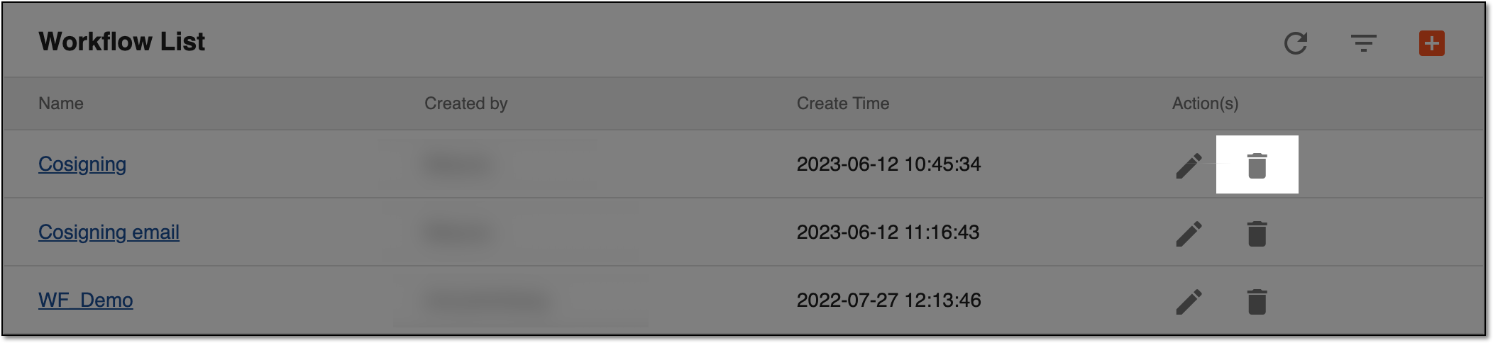 Selecting to edit workflow