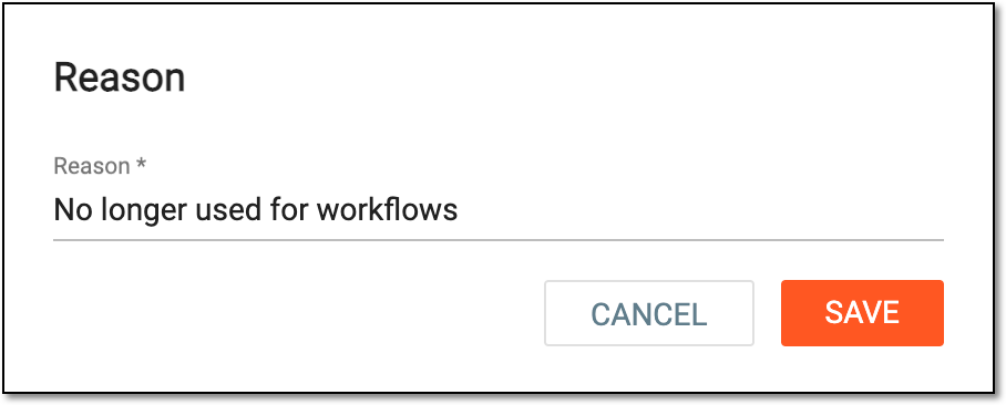 Providing template deletion reason