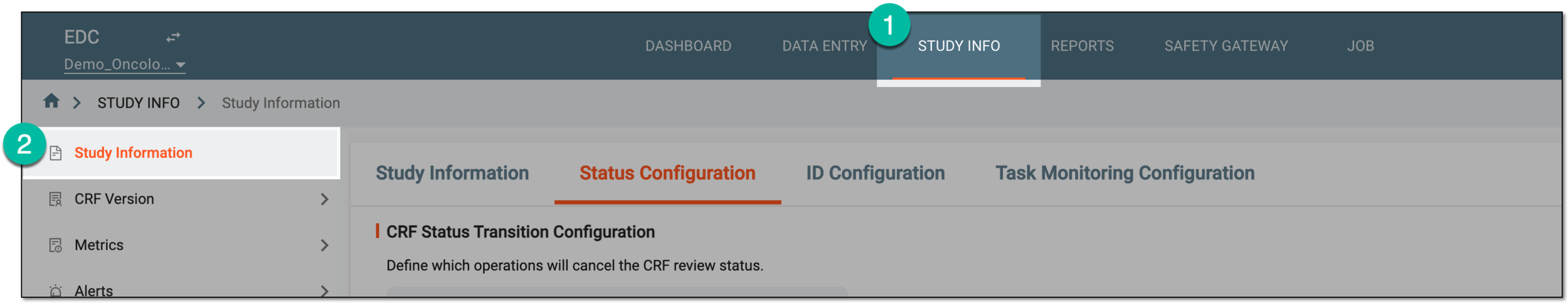 Accessing study information management