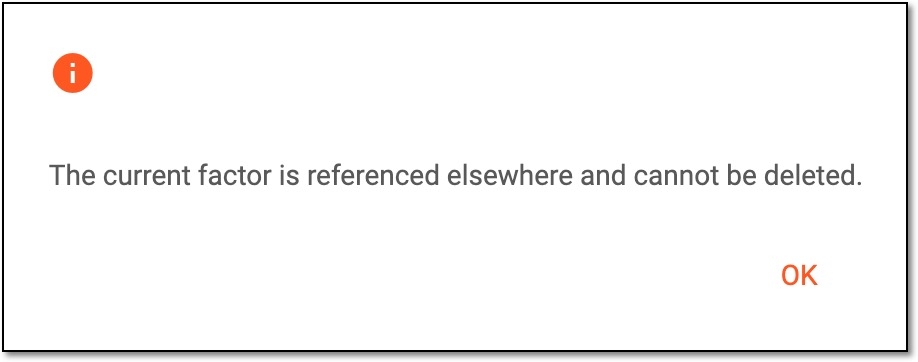 Receiving error message for factor deletion