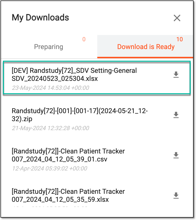 Viewing downloads
