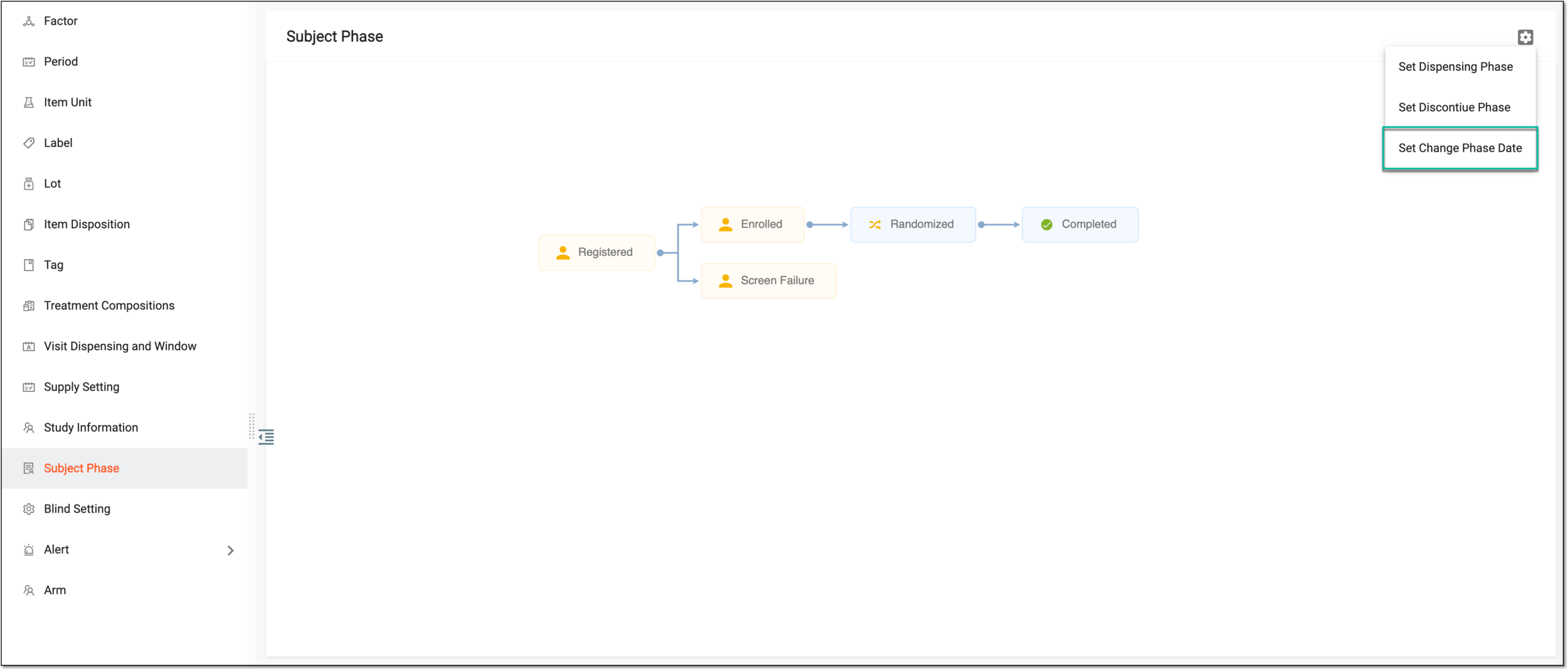 Selecting option to change phase date