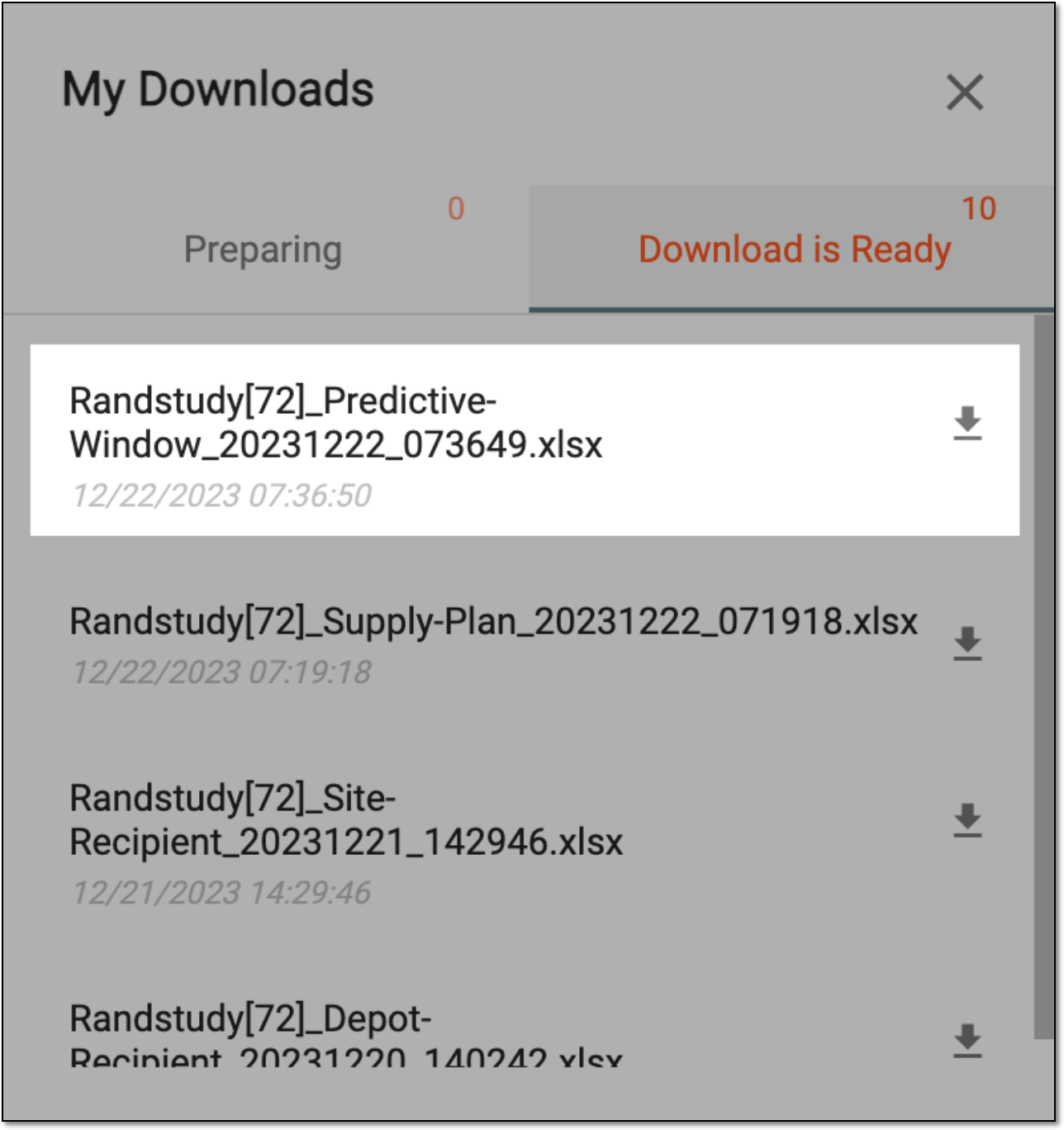 Viewing downloads