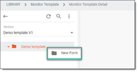 Selecting option to add new form