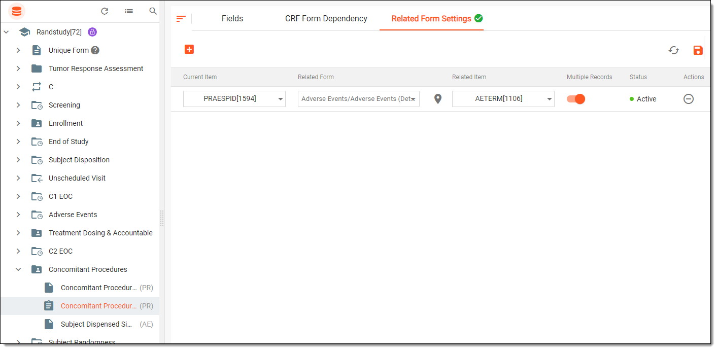 Configuring forms relations