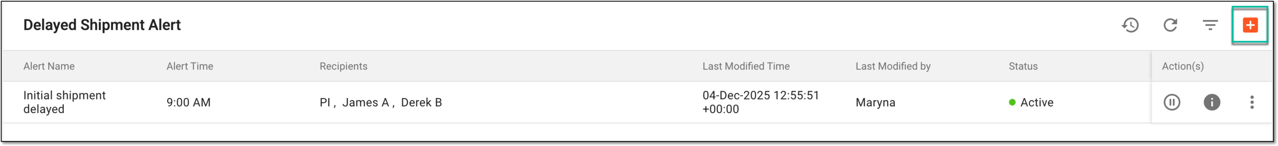 Adding delayed shipment alert