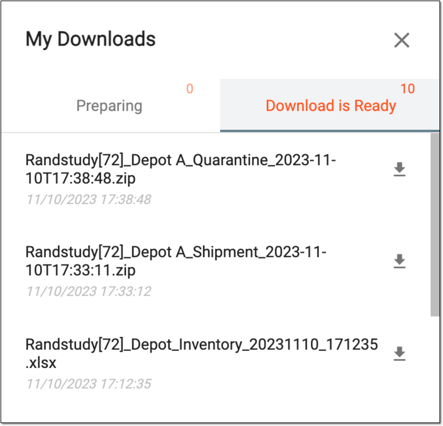 Viewing downloads