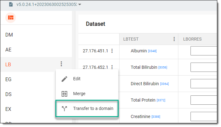 Selecting option to split domain