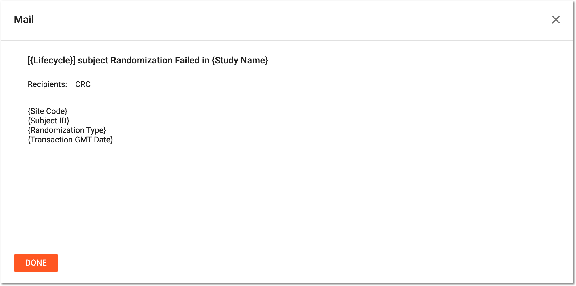 Previewing randomization alert email