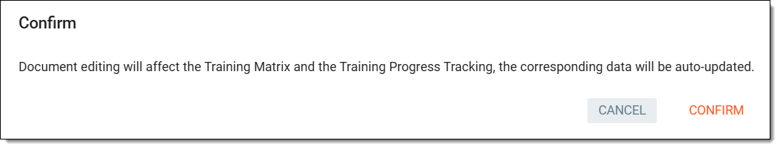 Confirming to update document entry