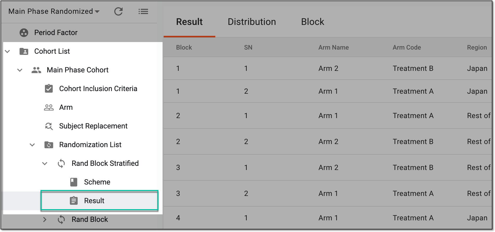 Accessing randomization result