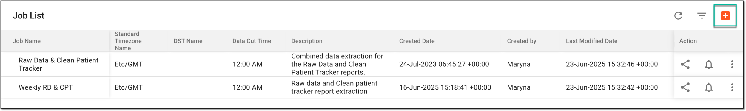 Selecting option to add combination report extraction job
