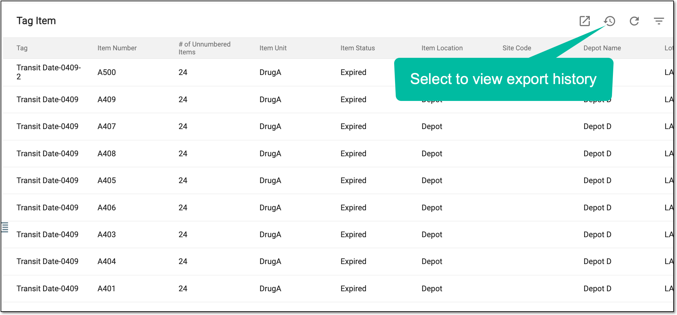 Accessing export history