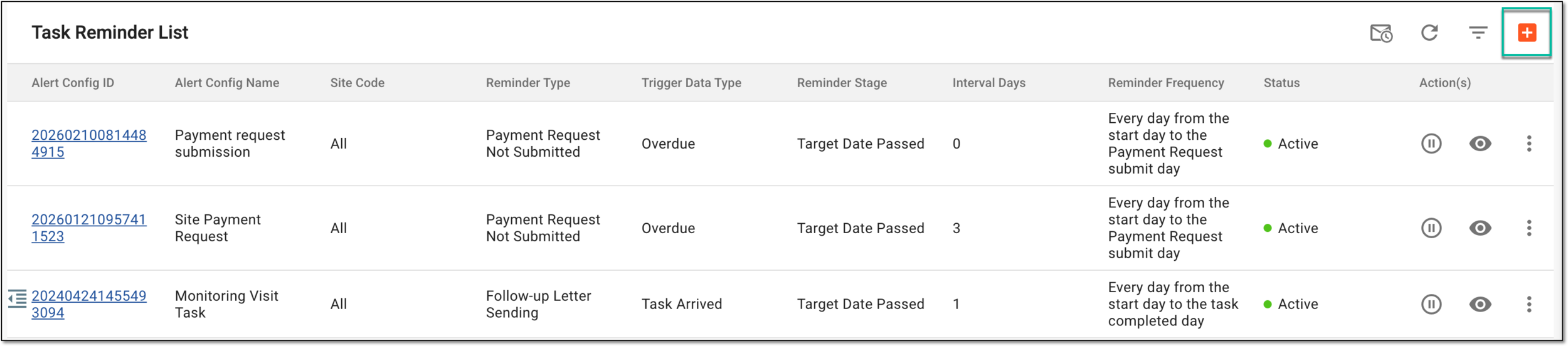 Selecting option to create task reminder