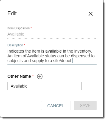 Editing item disposition