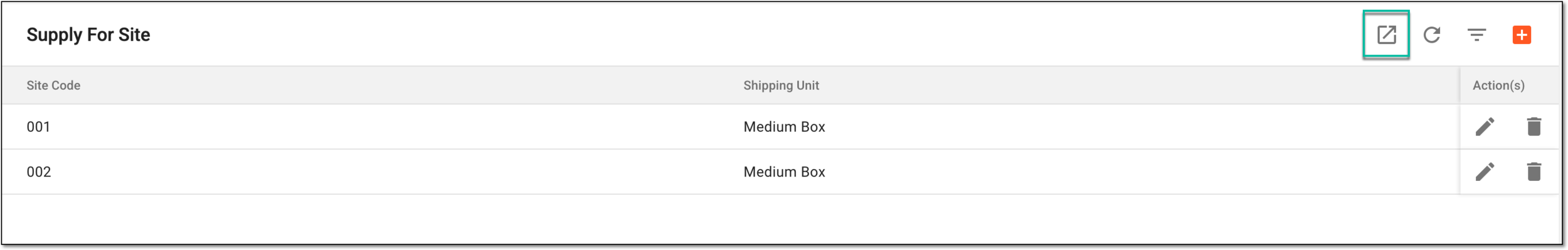 Exporting supply for site details