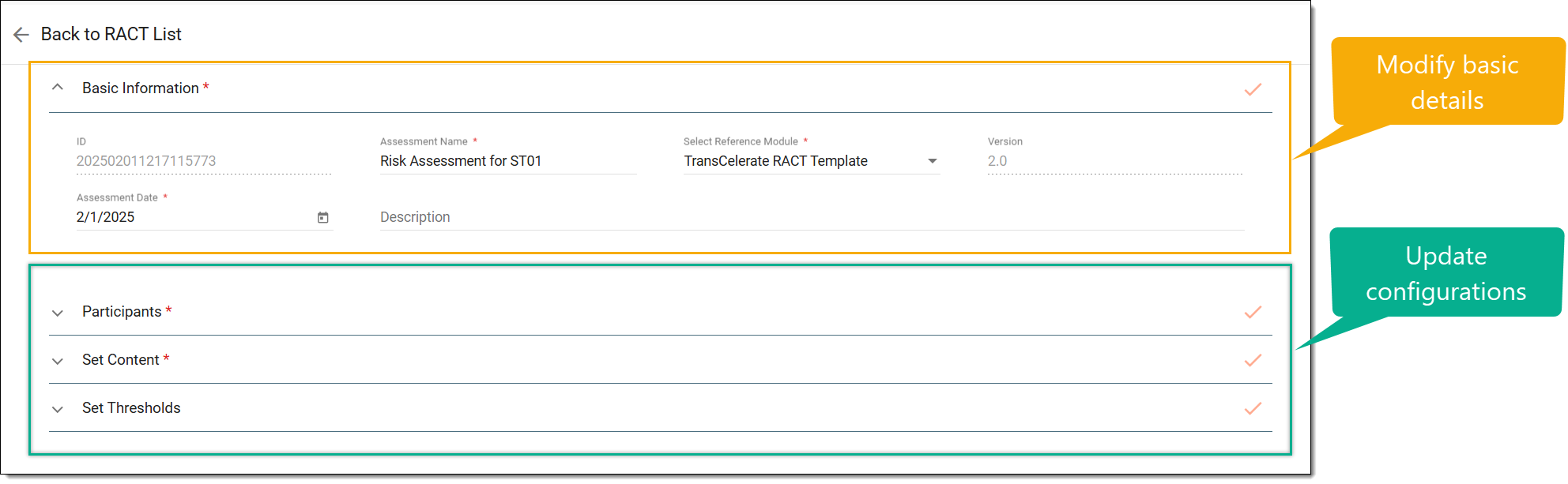 Configuring risk assessment