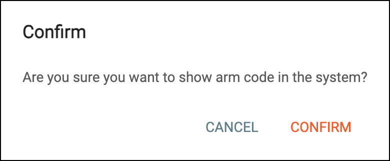 Confirming to show arm codes