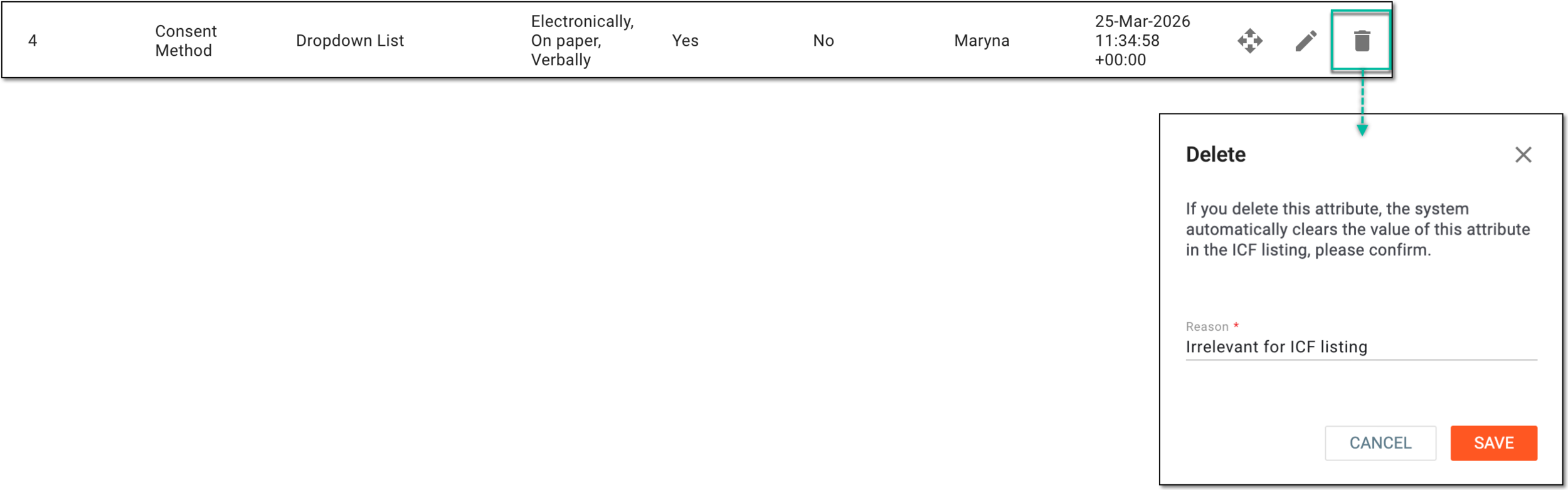Deleting data element
