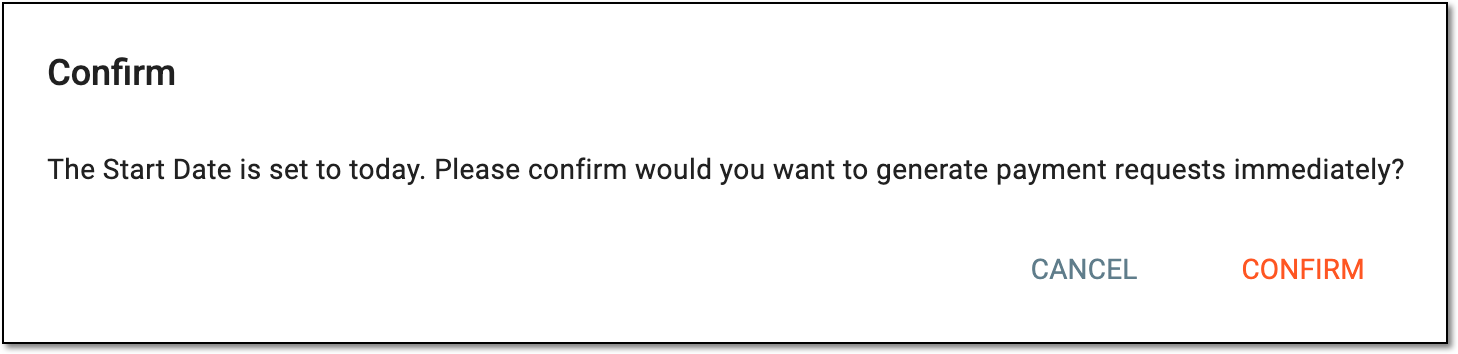 Confirming to autogenerate payment requests