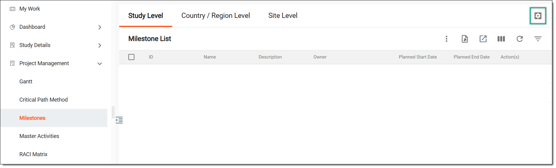 Accessing milestone settings